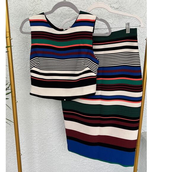 NWOT Badgley Mischka 2-Piece Striped Pencil Skirt & Sleeveless Top Set